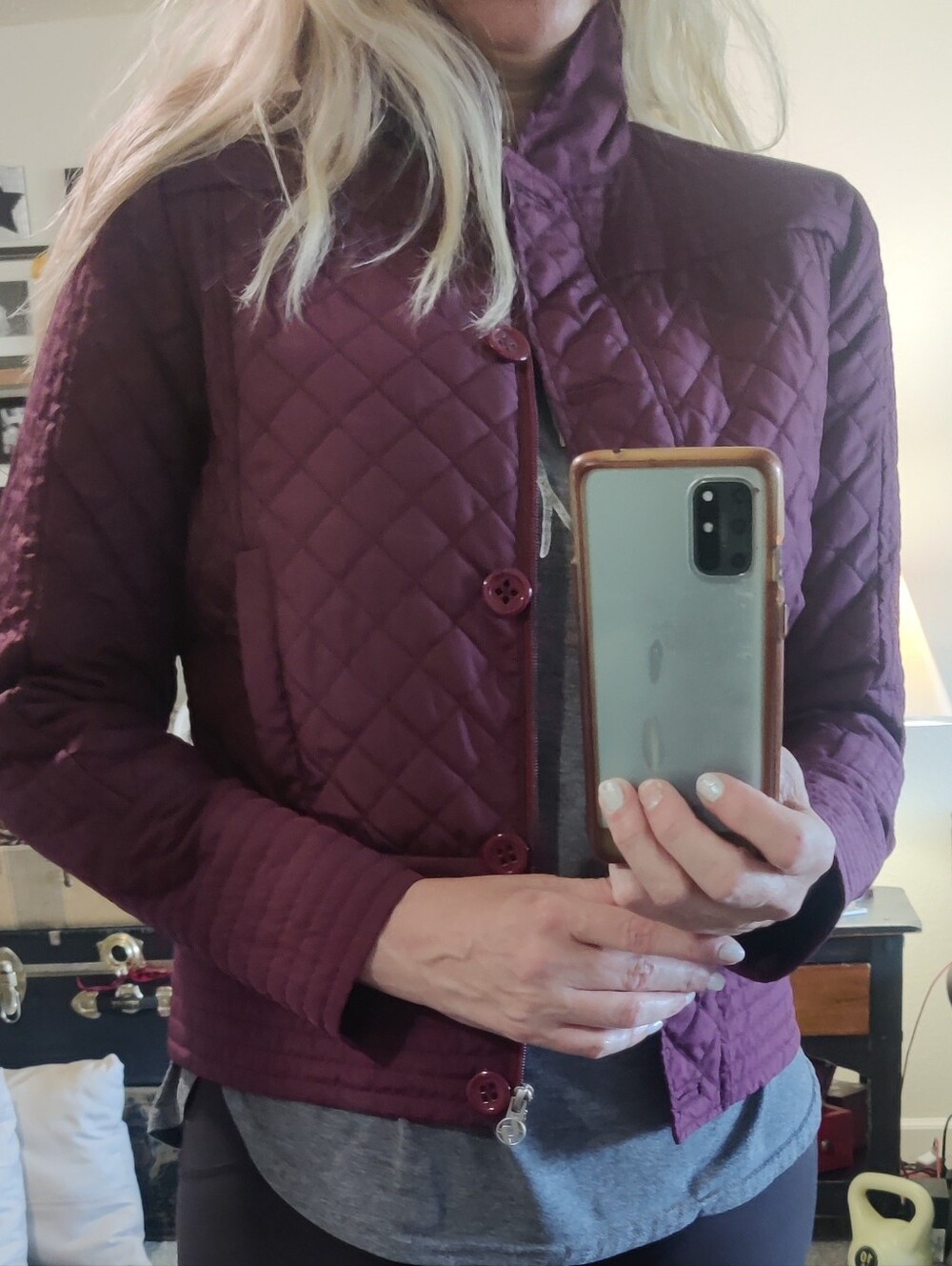 Lija Quilted Golf Burgundy Jacket